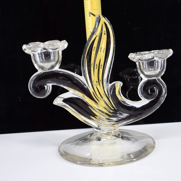 Duncan and Miller Canterbury Glass Candle Holder Candelabra Double Vintage 1937 - Picture 6 of 7